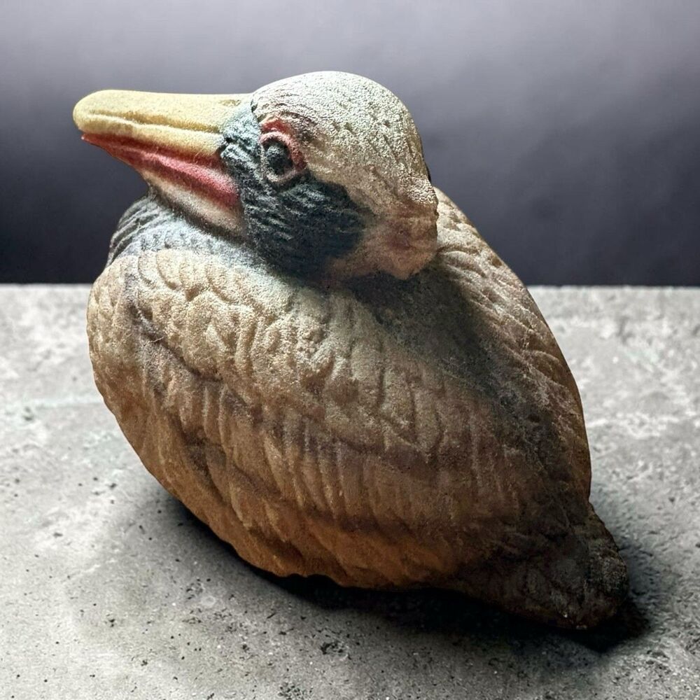 Sand Cast Pelican Painted  4.5” X 2.5” Vintage Figurine